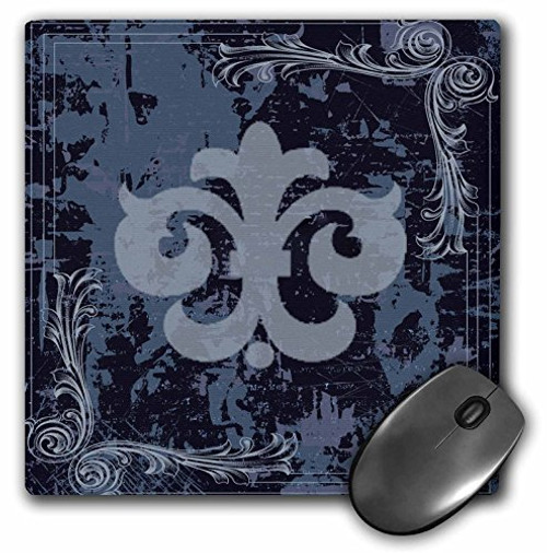 3dRose LLC 8 x 8 x 025 Inches Mouse Pad Blue Fleur De Lis on A Grunge Background  mp 78559 1