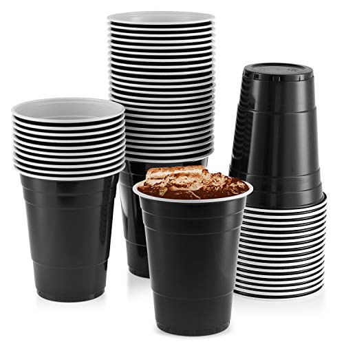 16 Oz Black Solo Cups  50 Pack  Disposable Plastic Cup Big Birthday party Cups