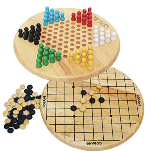 Wooden Chinese Checkers and Gobang  Five in a Row  2 in 1 Board Game   Chinese Chequers Family Board Games for Kids and Adults  Wooden Toys for 6 Years Old