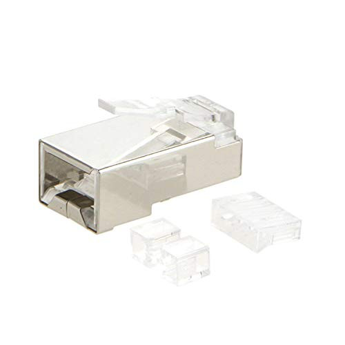 CableCreation 50 Pack Cat 6A RJ45 Modular Plug  Three Piece Suit  Shielded FTP Network Connector for Solid Wire and Standard Cable