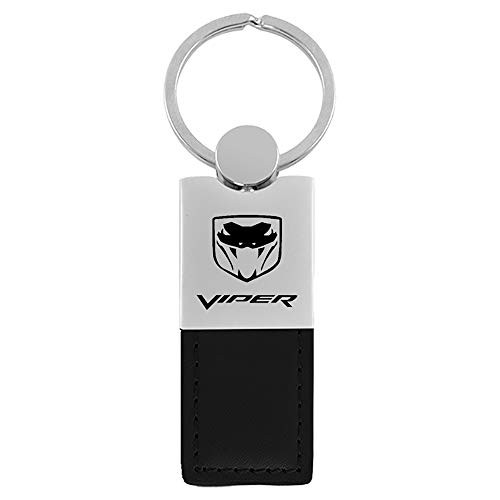 Au Tomotive Gold INC Dodge Viper Black Leather Chrome Car Fob Key Chain Ring