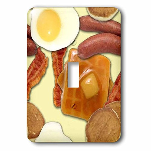 3dRose lsp 63075 1 Breakfast Bacon Eggs Waffles Background Single Toggle Switch