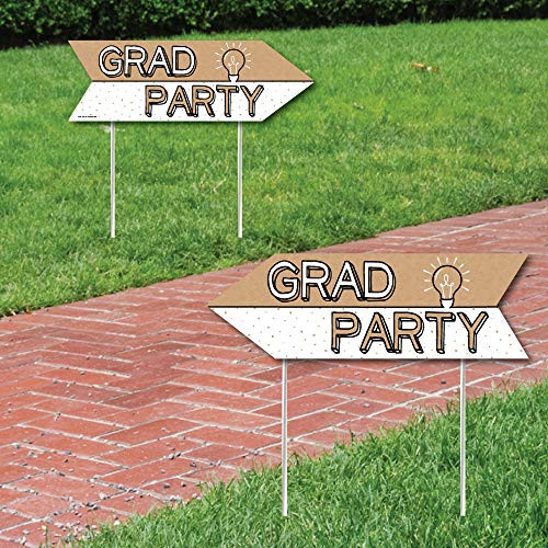 Big Dot of Happiness Bright Future   Graduation Party Sign Arrow   Double Sided Directional Yard Signs   Set of 2
