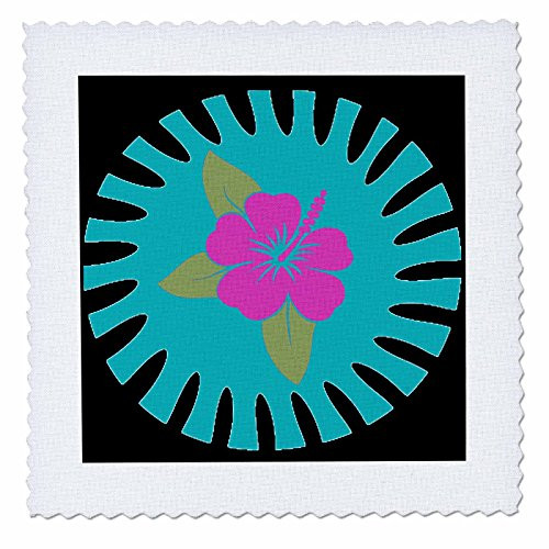 3dRose qs 45389 1 Bright Pink Hawaiian Flower on a Turquoise and Black Background Quilt Square 10 by 10 Inch 3dRose qs 45389 1 Bright Pink Hawaiian Flower on a Turquoise and Black Background Quilt Square 10 by 10 Inch