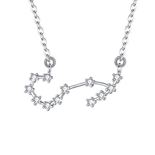 BriLove 925 Sterling Silver Necklace for Women   Scorpio Constellation Necklace Zodiac 12 Horoscope Astrology CZ Pendant Necklace Birthday Gift Clear