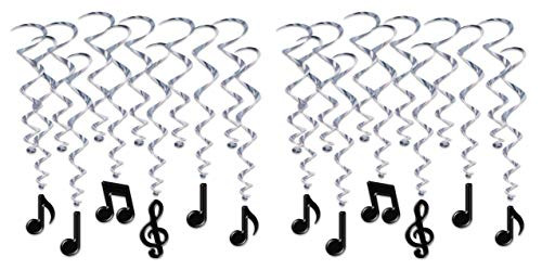 Beistle Musical Notes Whirls 24 Piece 175    32  Silver Black