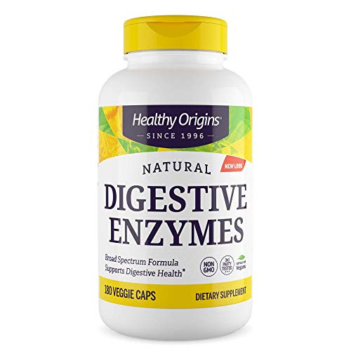 Healthy Origins Digestive Enzymes  Broad Spectrum Non GMO  180 Veggie Caps White