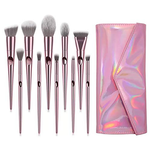 XinRunHang 10 Pcs Makeup Brushes Set Professional Synthetic Fibers Kabuki Cosmetic Brushes for Foundation Blending Blush Powder Concealers Eye Shadows with Pouch Case