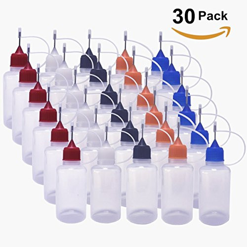 (30 Pack, 30ml, Multi Color Caps) Needle Bottle dropper bottle eliquid bottle liquid bottle squeeze bottle Steel Needle TIP Dropper Bottles