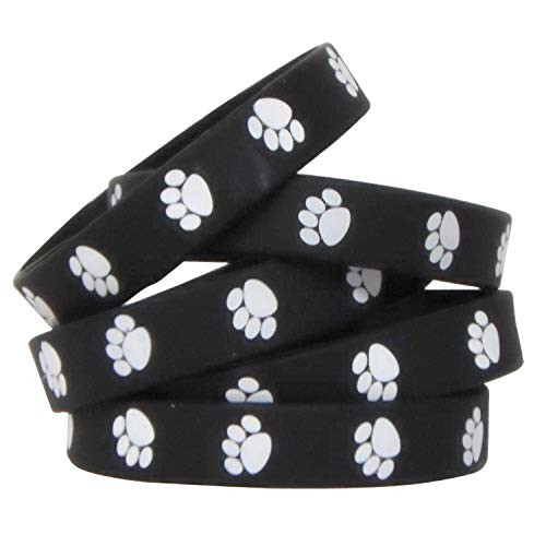 Teacher Created Resources Black with White Paw Print  Wristbands  6570