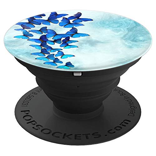 Beautiful Blue   Green Marble Butterflies Design PopSockets Grip and Stand for Phones and Tablets