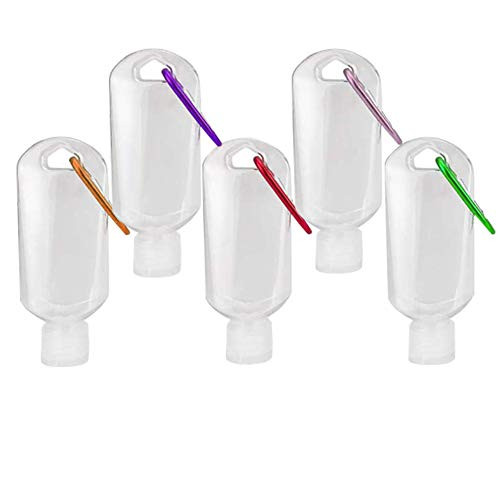 5PCS Travel Plastic Clear Keychain Bottles Leakproof Empty Squeeze Container with Flip Cap for Cosmetics Toiletries Liquids Refillable Bottles  5 PCS