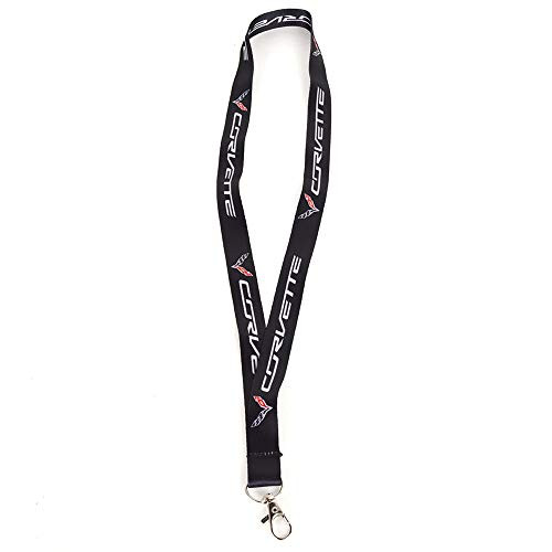 C7 Corvette Lanyard   Black with Corvette Script   Corvette Flags