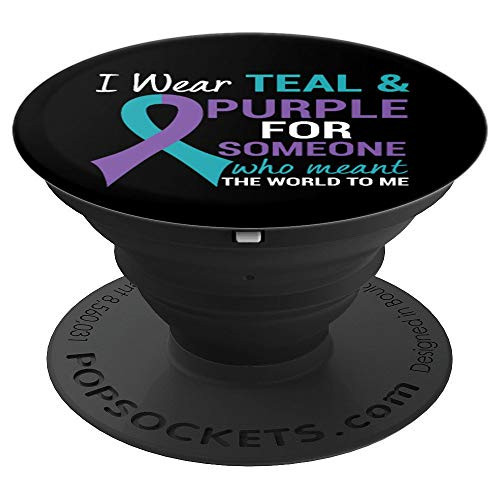 Semicolon Teal   Purple Ribbon Suicide Awareness PopSockets Grip and Stand for Phones and Tablets