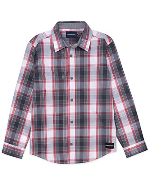 Calvin Klein Boys  Little Plaid Long Sleeve Shirt True Red 6