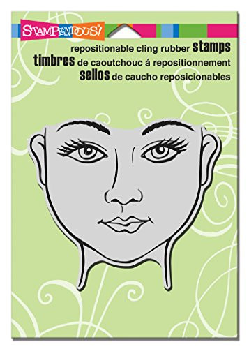 STAMPENDOUS CRW168 Beauty Face Cling Stamp, 6.5" by 4.5", Grey