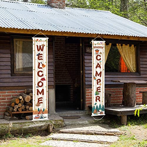 Camping Party Decorations Camping Party Banner Camping Sign Welcome Banner for Camping Themed Birthday Party Baby Shower Decorations