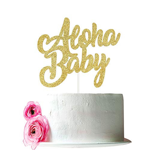 Aloha Baby Cake Topper,Aloha Baby Shower Birthday Cake Topper,Luau Tropical Party Supplies,Summer theme? Double Sided Gold Glitter ? Aloha Baby Cake Topper,Aloha Baby Shower Birthday Cake Topper,Luau Tropical Party Supplies,Summer theme? Double Sided Gold Glitter ?