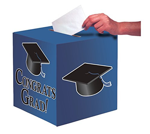 Creative Converting Graduation Card Holder Box Congrats Grad True Blue  One size