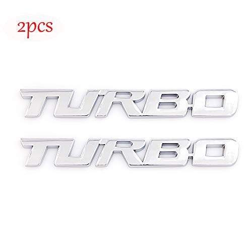CARRUN 2pcs 3D TURBO Emblems Car Side Fender Rear Trunk Metal Badge Decals Silver CARRUN 2pcs 3D TURBO Emblems Car Side Fender Rear Trunk Metal Badge Decals Silver