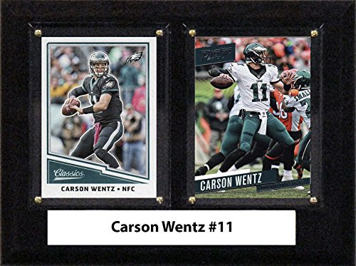 C I Collectables NFL Philadelphia Eagles Men s Carson Wentz Two Card Plaque Brown 6 X8