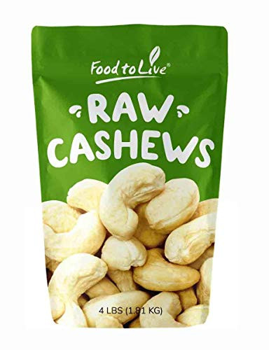Cashew Nuts 4 Pounds   Large Size W240 Whole Nuts Unsalted Kosher Raw Vegan Bulk