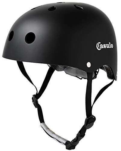Casulo Skateboard Helmet   ASTM   CPSC Certified Lightweight Skate with Removable Lining   11 Vents Ventilation System   for Kids Youth   Adults Black L