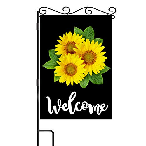 Welcome Sunflower Garden Flag Small Vertical Burlap Yard Flags Double Sided Flower Floral Garden Flag Decorative Flags for Outdoor Farmhouse Indoor House 125 x 18 Inch