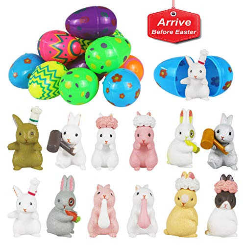 Mitcien 12 Pcs Prefilled Easter Eggs with Bunny toys Easter Eggs with toys inside Easter Eggs filled with toys Colorful Easter Egg Toys for Easter Decorations Kids Easter Egg Hunt Filler Stuffer Mitcien 12 Pcs Prefilled Easter Eggs with Bunny toys Easter Eggs with toys inside Easter Eggs filled with toys Colorful Easter Egg Toys for Easter Decorations Kids Easter Egg Hunt Filler Stuffer
