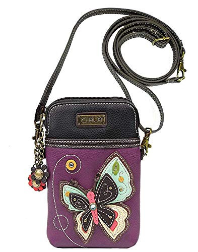Chala Crossbody Cell Phone Purse   Women PU Leather Multicolor Handbag with Adjustable Strap   New Butterfly Purple