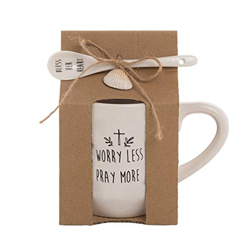 Beachcombers Worry Less Pray More Mug with Spoon Multi Beachcombers Worry Less Pray More Mug with Spoon Multi
