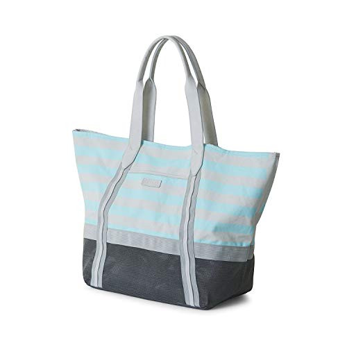 CGear Sand Free Tote IV   Grey Stripe   Extra Large Beach Bag Patented Sand Free Technology Water Resistant Multiple Pockets