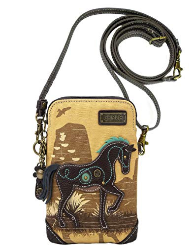 Chala Handbags Safari Horse Cellphone Crossbody Handbag   Convertible Strap Horse Lover