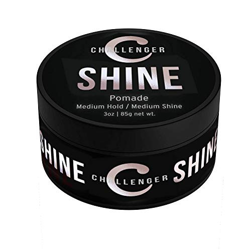 Challenger Mens Shine Pomade 3 Ounce   Medium Shine Clean   Subtle Scent   Medium Hold Best Styling Product   Travel Friendly Easy Rinse Water Based Hair Styling Product