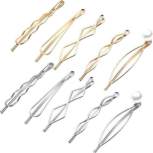 10 Pieces Geometric Metal Hair Clips Minimalist Dainty Hair Barrettes Metal Hair Accessories for Women Headwear Accessories 5 Styles  Gold Silver