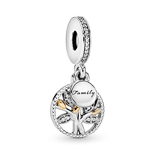 Pandora Jewelry Sparkling Family Tree Dangle Cubic Zirconia Charm in Sterling Silver and 14K Yellow Gold