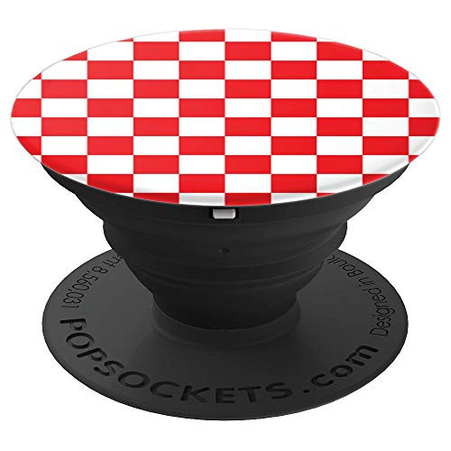 Checkered Red And White   Checkered Pattern PopSockets Grip and Stand for Phones and Tablets