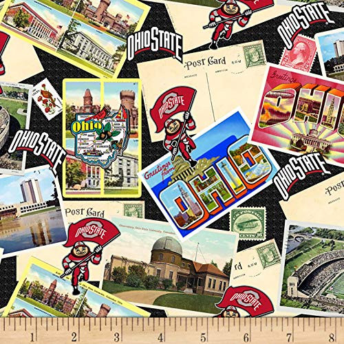 NCAA Ohio State Buckeyes Scenic Postcard Cotton Multi Fabric by the Yard NCAA Ohio State Buckeyes Scenic Postcard Cotton Multi Fabric by the Yard