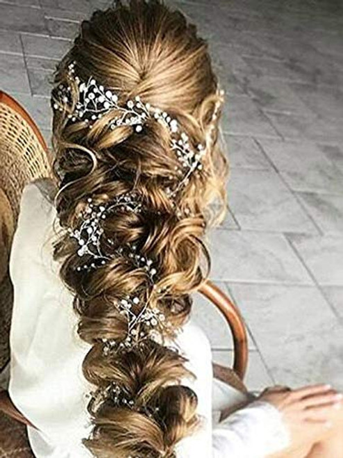 Unicra Bride Wedding Crystal Headpieces Long Bridal Hair Vines Headbands Wedding Hair Accessories for Women and Girls Unicra Bride Wedding Crystal Headpieces Long Bridal Hair Vines Headbands Wedding Hair Accessories for Women and Girls