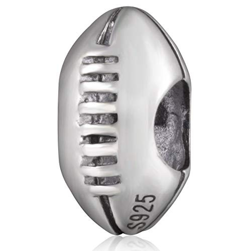 American Football Charm 925 Sterling Silver Rugby Ball Beads Fit Sport Bracelet Gifts for Boy American Football Charm 925 Sterling Silver Rugby Ball Beads Fit Sport Bracelet Gifts for Boy