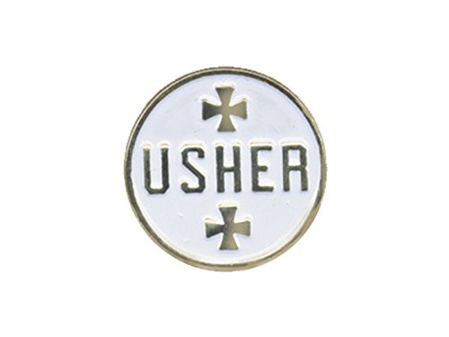 Badge Usher Pin Back  1 Circle  Enamel