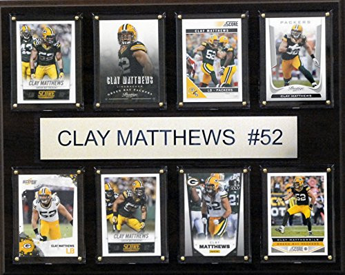 NFL Green Bay Packers Clay Matthews 8 Card Plaque 12 x 15 Inch Brown