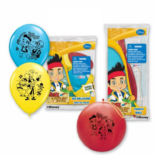 Pioneer National Latex Jake and The Never Land Pirates Balloon Party Pack (6 Balloons/4 Punch Balls), Assorted