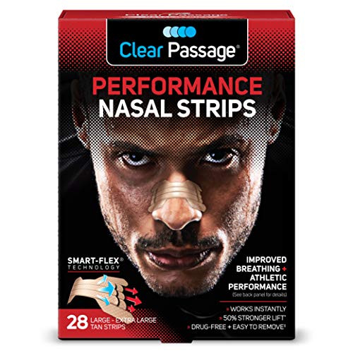 Clear Passage Performance Nasal Strips for Athletes Tan 28 Count   Instantly Improves Athletic Performance   Breathing Relieves Nasal Congestion Reduces Snoring