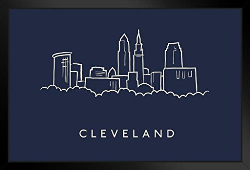Cleveland City Skyline Pencil Sketch Black Wood Framed Art Poster 20x14 Cleveland City Skyline Pencil Sketch Black Wood Framed Art Poster 20x14