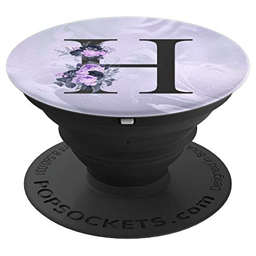 Initial Letter H Purple Lavender Floral Monogram For Women PopSockets Grip and Stand for Phones and Tablets