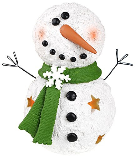 Blossom Bucket 178-11417 Smiling LED Snowman with Green/Snowflake Decor