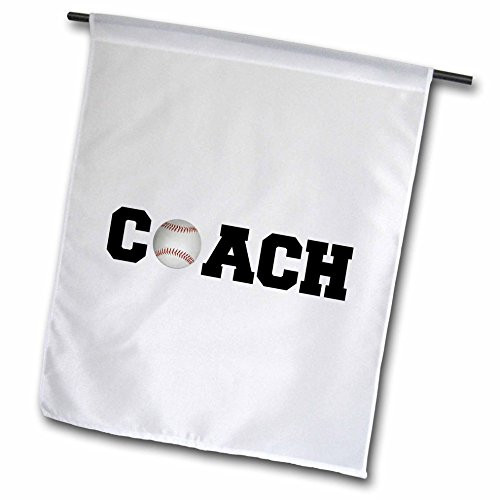 3dRose Coach Black Letters with Baseball On White Background   Garden Flag 12 by 18
