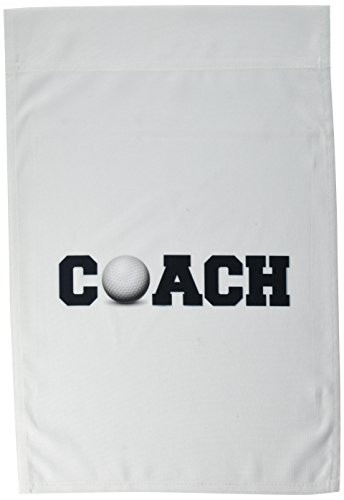 3dRose fl 192408 1 Coach Black Letters with Golf Ball on White Background Garden Flag 12 by 18 Inch
