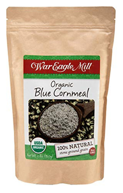 War Eagle Mill Organic non GMO Blue Cornmeal stone ground in the Ozarks in a resealable bag 2lbs War Eagle Mill Organic non GMO Blue Cornmeal stone ground in the Ozarks in a resealable bag 2lbs